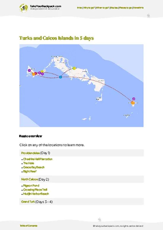 example page 4 from our offline Travel Guide for Turks and Caicos Islands